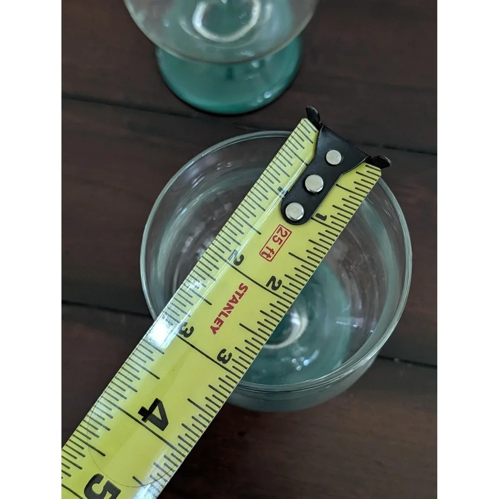 Vtg Luminarc France Colored Base Tulip Glasses Lot of 8 Red Green Pedestal Rare